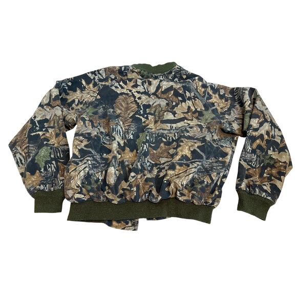VTG 90s Jerzees Outdoors Mossy Oak Jacket Mens Large Break Up Camouflage Bomber - Picture 7 of 9